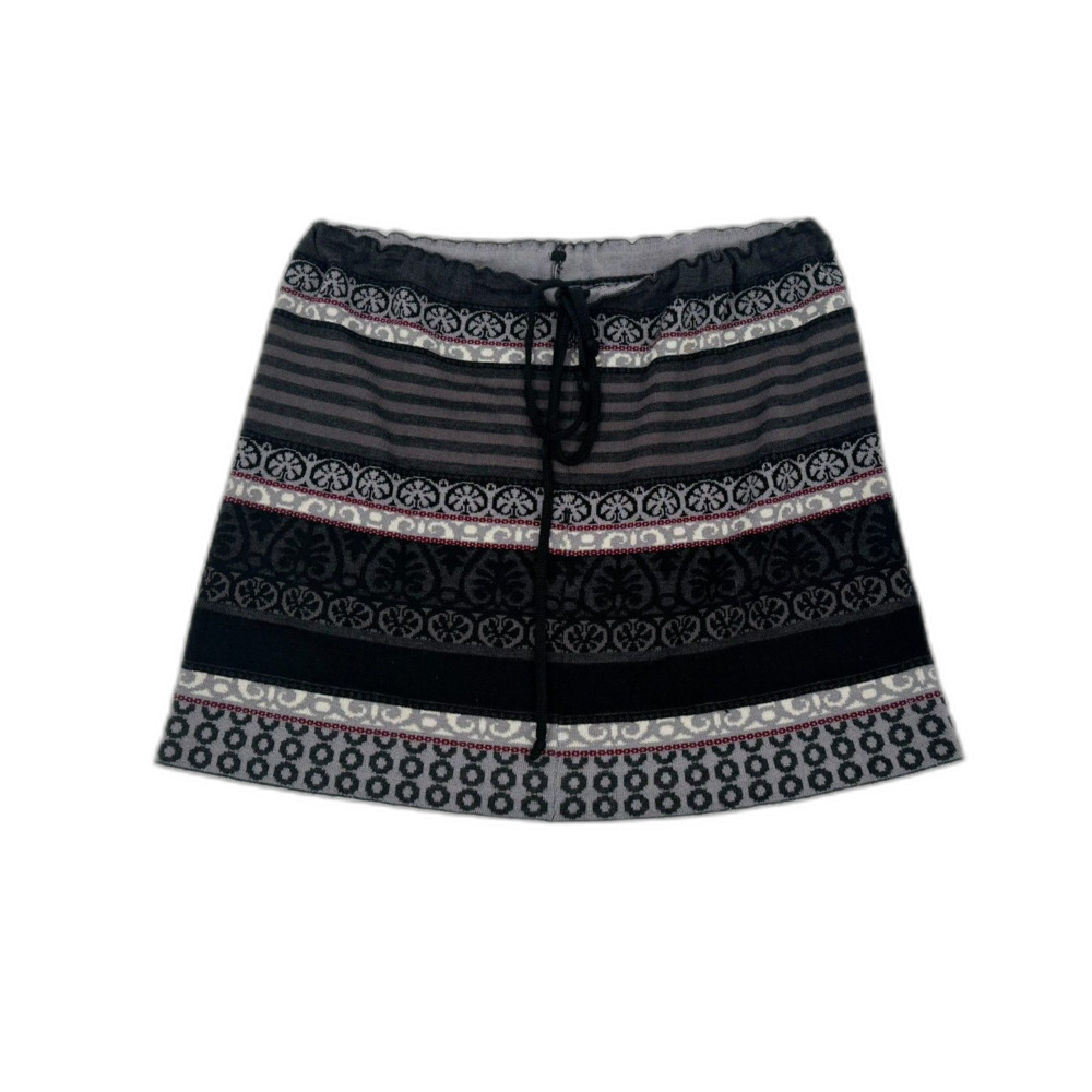 Icelandic Designs Wool Blend Sweater Mini Skirt Tie Black Cabincore Large Women